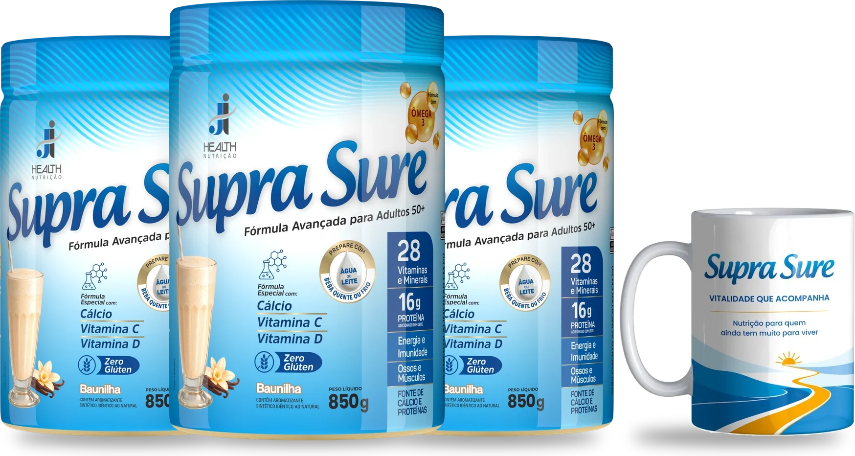 Kit 3 SupraSure Tradicional 850g + Caneca