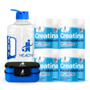 Combo 4x Creatina Monohidratada 300g + Garrafa 2L + Marmita Box
