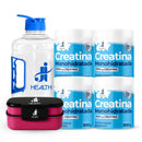 Combo 4x Creatina Monohidratada 300g + Garrafa 2L + Marmita Box