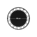 Informações da Cama Elástica Jump J&I Health: suporta até 180 kg, com molas resistentes e estrutura em aço carbono galvanizado. Ideal para exercícios de cardio, força e resistência, e exercícios funcionais com baixo impacto.