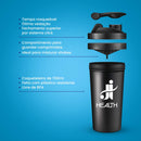 Benefícios da Coqueteleira J&I Health: super resistente, livre de BPA, fácil de usar para misturar shakes e guardar comprimidos de forma prática e segura.