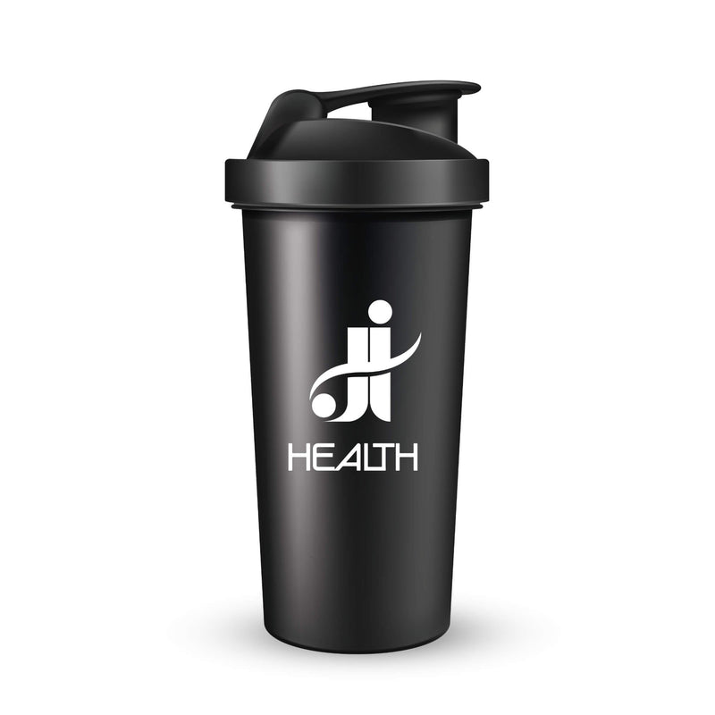 Coqueteleira J&I Health de 700ml, super resistente, com plástico livre de BPA. Ideal para misturar shakes e guardar comprimidos. Tampa rosqueável com ótima vedação e fechamento superior por sistema click.