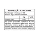 Informações nutricionais da Creatina J&I Health: fórmula pura para aumento de força e resistência muscular. Produto zero açúcar, zero glúten e tripla ação.