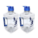 Garrafa J&I Health 2 Litros com tampa vedação Flip Flop, alça resistente e material PET livre de BPA. Design moderno e prático, ideal para transporte e armazenamento de líquidos. Disponível nas cores azul e rosa.