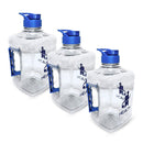 Garrafa J&I Health 2 Litros com tampa vedação Flip Flop, alça resistente e material PET livre de BPA. Design moderno e prático, ideal para transporte e armazenamento de líquidos. Disponível nas cores azul e rosa.