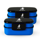 Marmita Box Fitness J&I Health de 1,93 litros, disponível nas cores rosa e azul. Ideal para transportar refeições equilibradas, com três divisórias removíveis e material resistente livre de BPA. Pode ser utilizada no micro-ondas e congelador, acompanha talheres.