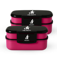 Marmita Box Fitness J&I Health de 1,93 litros, disponível nas cores rosa e azul. Ideal para transportar refeições equilibradas, com três divisórias removíveis e material resistente livre de BPA. Pode ser utilizada no micro-ondas e congelador, acompanha talheres.