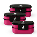 Marmita Box Fitness J&I Health de 1,93 litros, disponível nas cores rosa e azul. Ideal para transportar refeições equilibradas, com três divisórias removíveis e material resistente livre de BPA. Pode ser utilizada no micro-ondas e congelador, acompanha talheres.