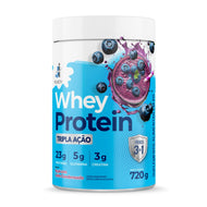 Whey Protein sabor açaí com leite condensado da J&I Health com 23g de proteína por porção, ideal para recuperação muscular e aumento de força. Whey zero, zero açúcar, zero glúten e tripla ação.