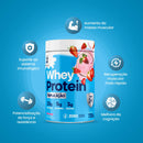 Benefícios do Whey Protein de Morango J&I Health: aumento de força, recuperação muscular e suporte ao sistema imunológico. Whey zero, zero açúcar, zero glúten e tripla ação.