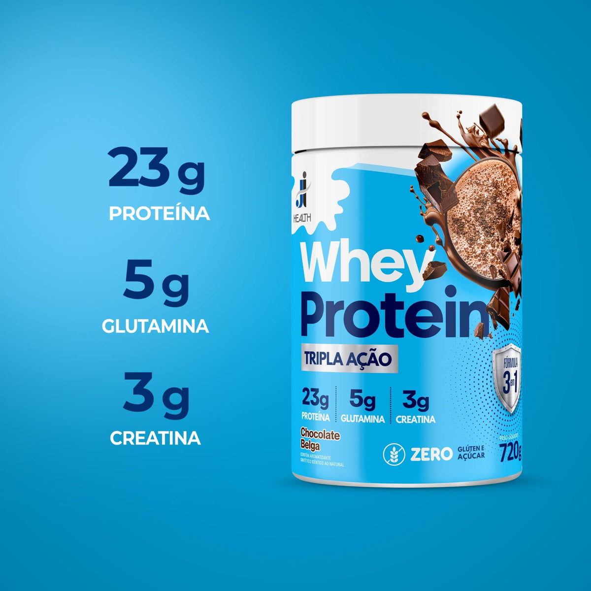 ☆３箱17820円→半額8910円☆ UVミルク♡ Health Whey Tripla ação 720g sabor Chocolate Belga