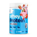 Whey Protein sabor morango da J&I Health com 23g de proteína por porção, ideal para recuperação muscular e aumento de força. Whey zero, zero açúcar, zero glúten e tripla ação.